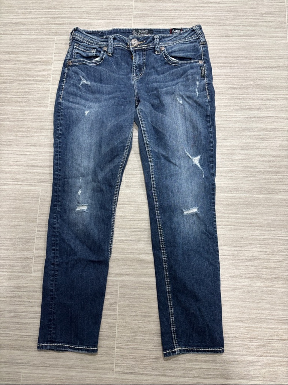 Silver Jeans Women’s Indigo Distressed Skinny Jeans